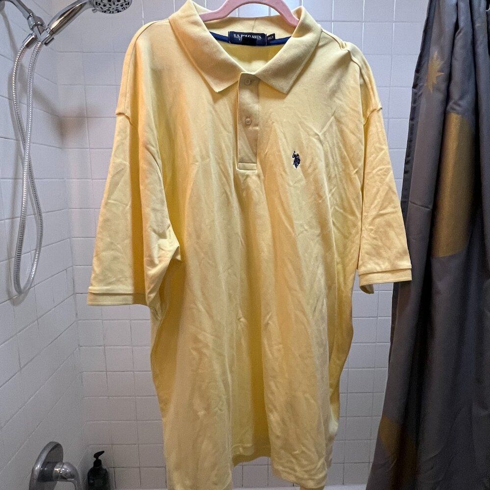 U.S. Polo Assn. Association Yellow Big & Tall Polo Shirt NWT 2XLT Luxury Feel